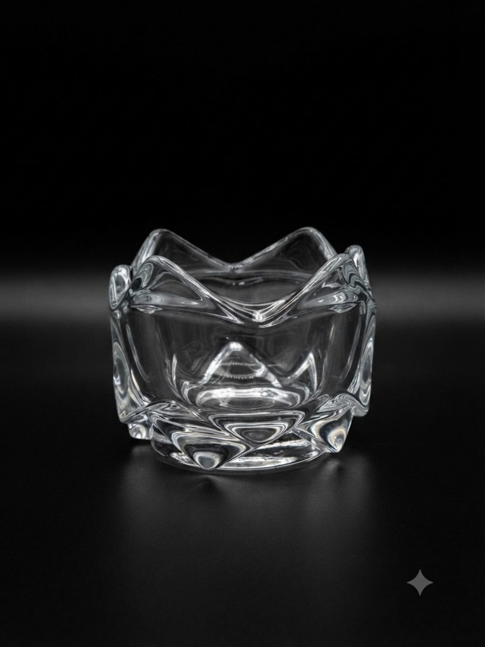 ​Vintage Indiana Glass Lotus Votive Candle Holder – Clear Pressed Glass **